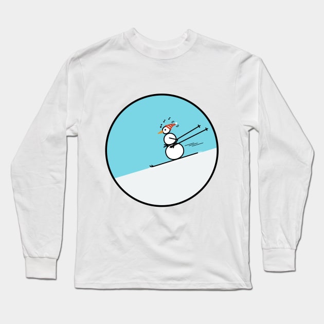 Frosty the Snowman on the Slope Long Sleeve T-Shirt by Musings Home Decor